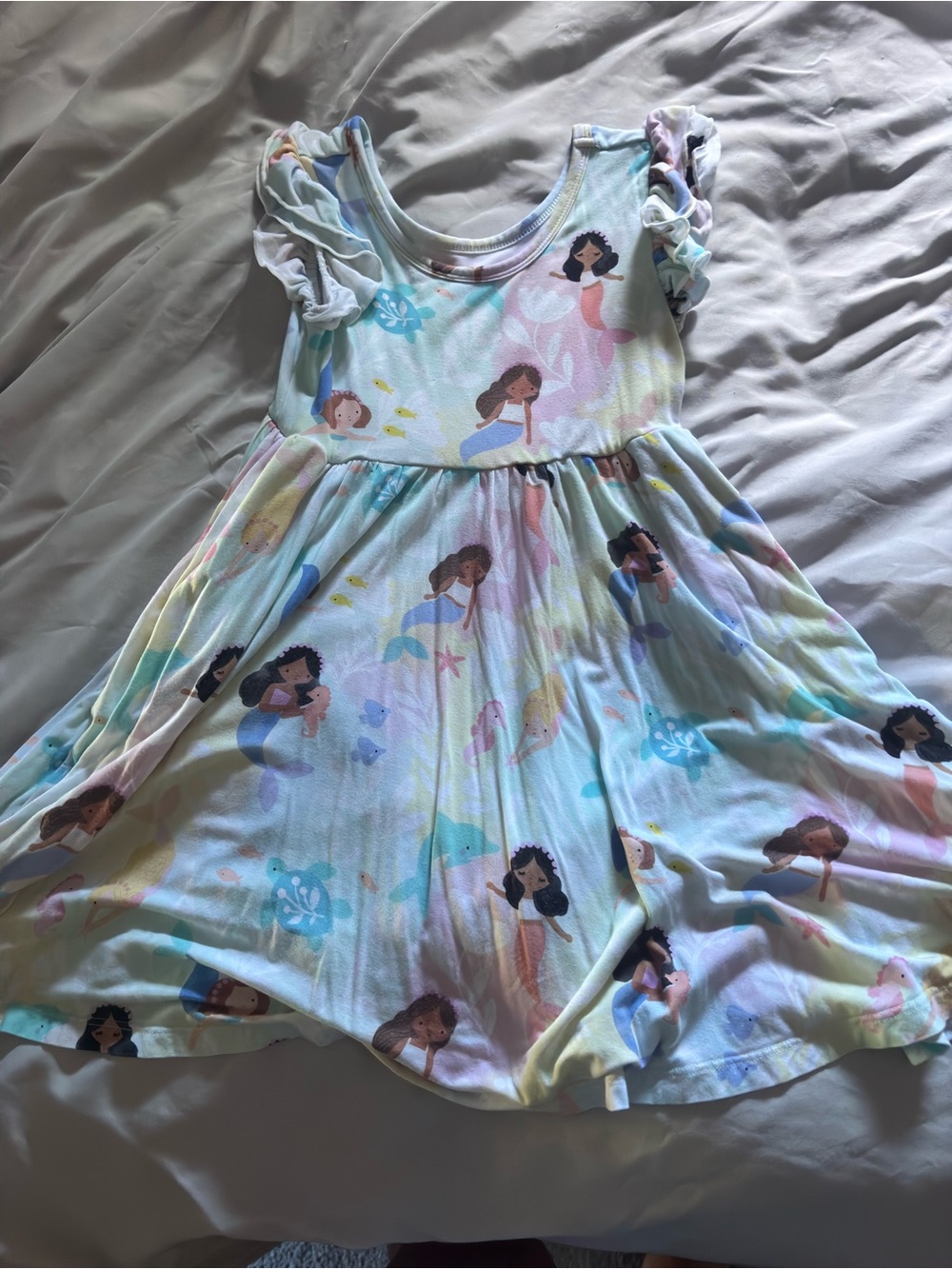Little Sleepies Girls' Pastel Mermaid Print Dress - Light Multi